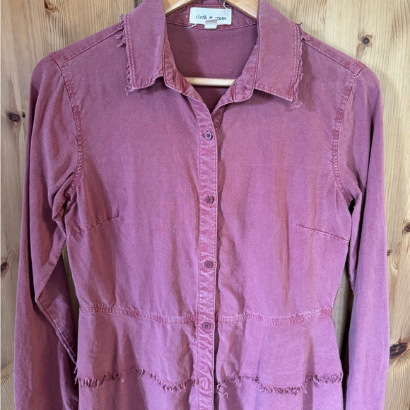 Cloth & Stone Anthropologie Tiered Fringe Button Down Top - Picture 1 of 3